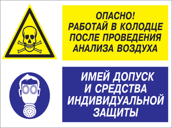 Кз 78 опасно - работай в колодце после проведения анализа воздуха. имей допуск и средства индивидуальной защиты. (пленка, 600х400 мм) - Знаки безопасности - Комбинированные знаки безопасности - ohrana.inoy.org