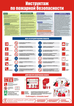 С148 Инструктаж по пожарной безопасности (700х1000 мм, пластик ПВХ 3мм, Прямая печать на пластик)  - Стенды - Стенды по пожарной безопасности - ohrana.inoy.org